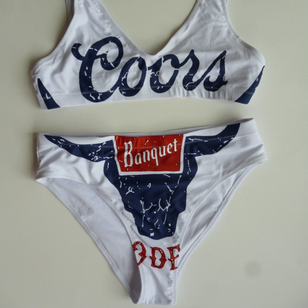 White and Blue Bikini Set